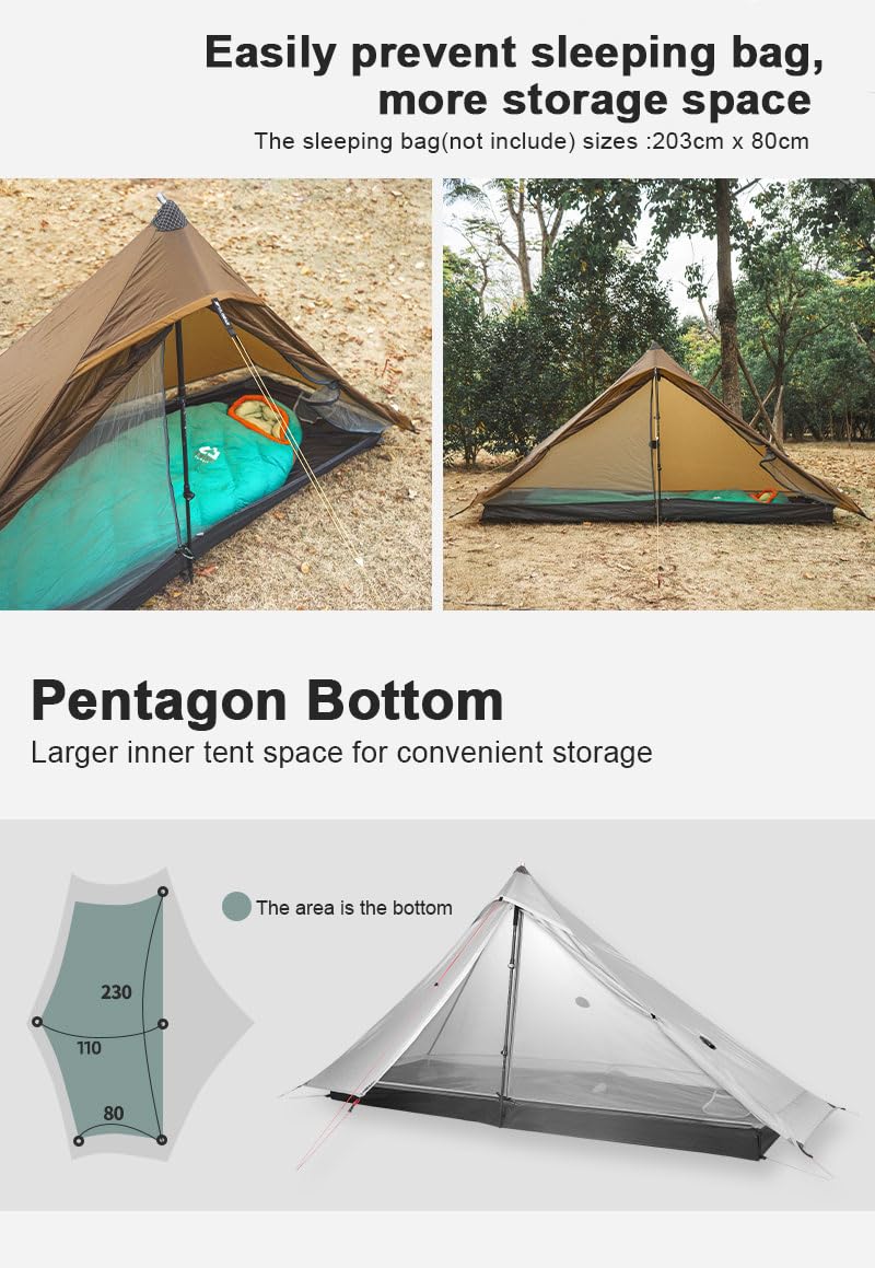 Waterproof Hiking Tent 3F UL Lanshan 1 Ultralight Tent - 1-Person